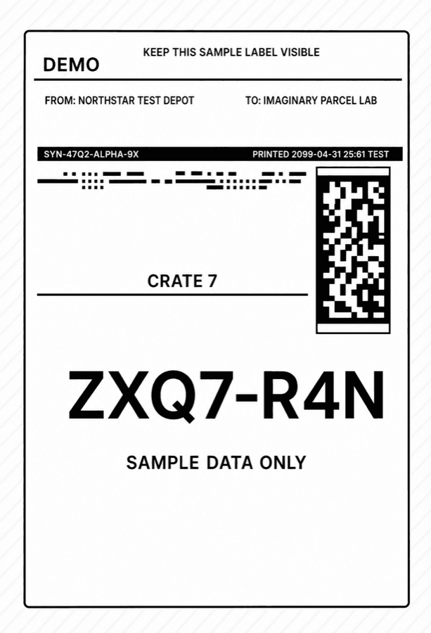 Sample box label