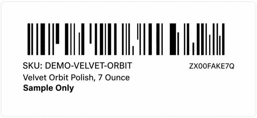 Sample FNSKU item label